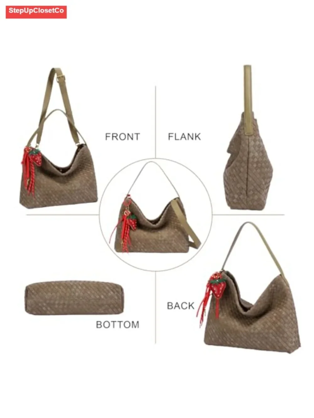 Woven Suede Shoulder Bag Hobo Tote Satchel Crossbody Purse Work Travel